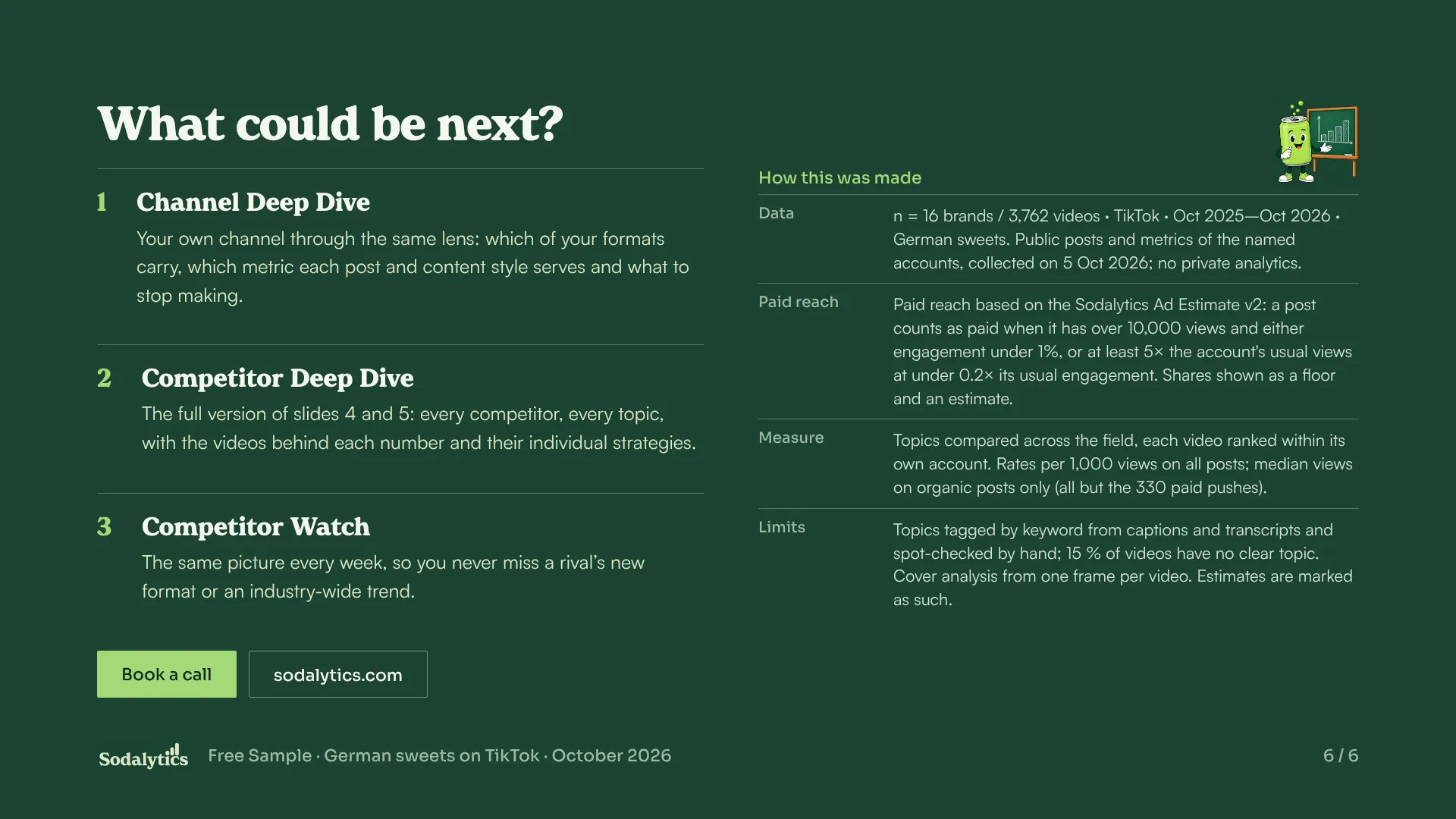 Example slide 6: what could be next, and how the analysis was made.